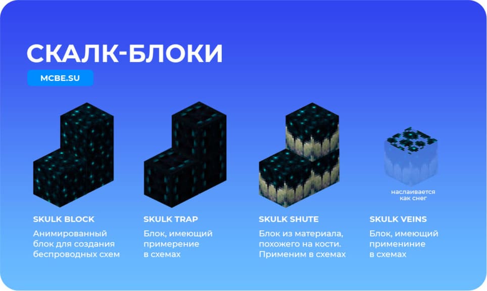 Внешний вид Скалковых блоков и их описание
